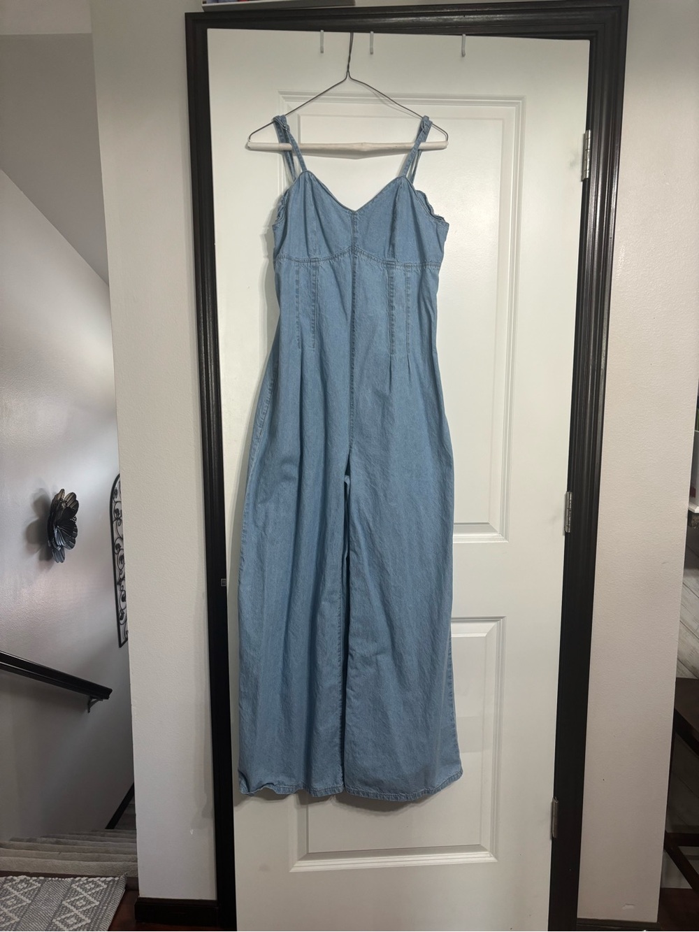 SHEIN Light Blue Denim Wide-Leg Jumpsuit